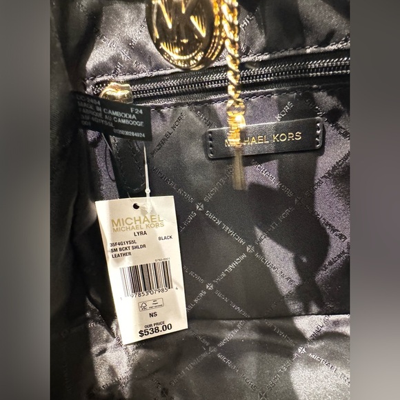 Michael Kors Lyra Small Bucket Shoulder Leather Bag Black - Picture 9 of 13